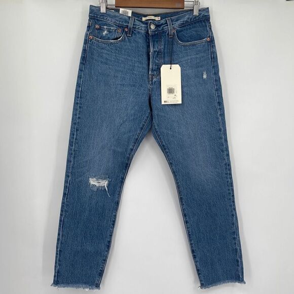 Levi's Women's Wedgie Blue Denim High Rise Tapered Leg Jeans Size 30 NWT - Picture 2 of 6